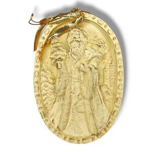 Vintage Silvestri Santa Claus Christmas Ornament 6-Inch Oval Handcrafted  Boho